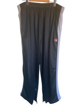 And1 Y2K Sweatpants Joggers, bottom ankle zipper XXL black with red white stripe